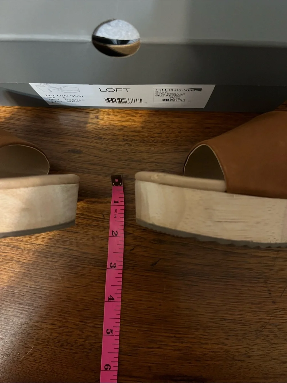 LOFT Cognac Suede Platform Sandals with Wood Block Heel